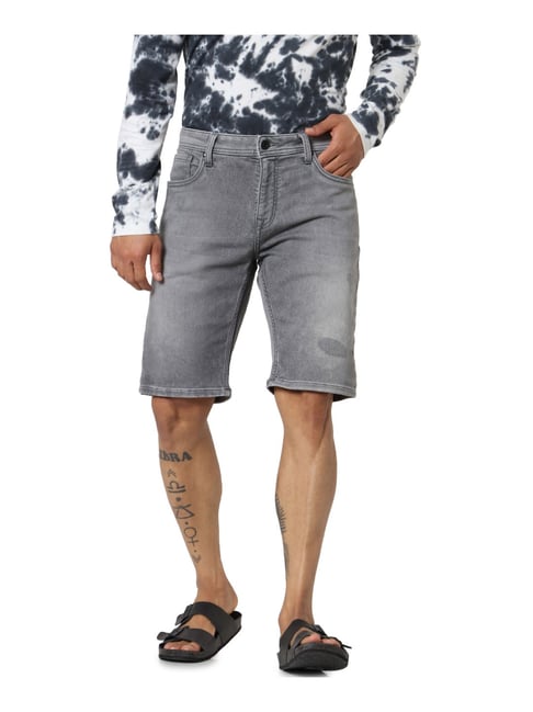 Jack & Jones Grey Regular Fit Denim Shorts