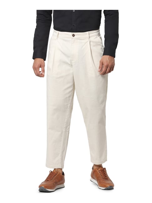 Pleated Twill Formal Slim Fit Trousers | White | Tommy Hilfiger