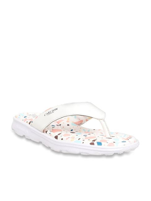 Carlton London Women's White Thong Sandals