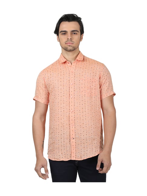 Monte Carlo Peach Printed Linen Shirt 