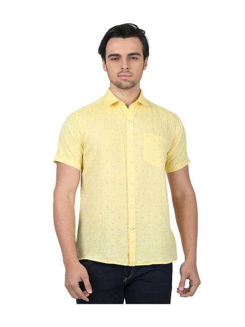 Buy Monte Carlo Yellow Printed Linen Shirt for Men Online @ Tata CLiQ