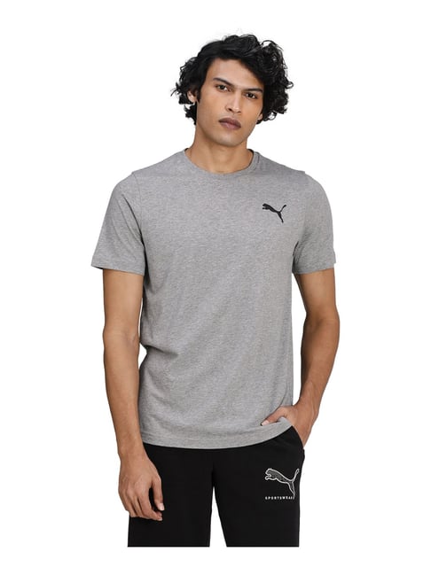 Puma Light Grey Essentials Small Logo Men's T-shirt