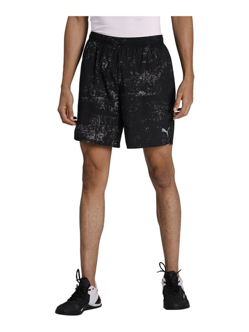 Puma Graphic Woven 7" Black Regular Fit Self Pattern Shorts