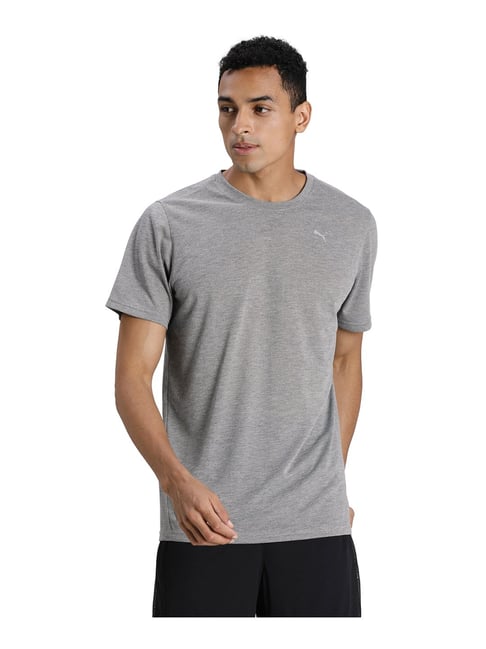 Puma Light Grey Performance Heather Men's Training T-shirt-Puma-Apparel-TATA CLIQ