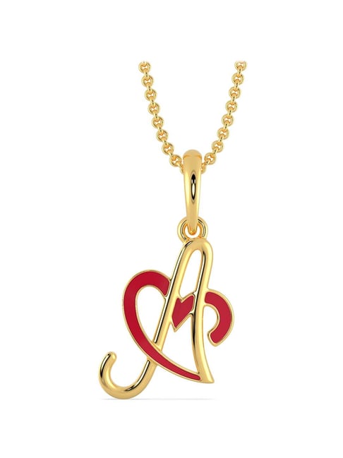 Malabar Gold and Diamonds 18k Gold Alphabet-Heart Pendant without Chain for Women-picture-15