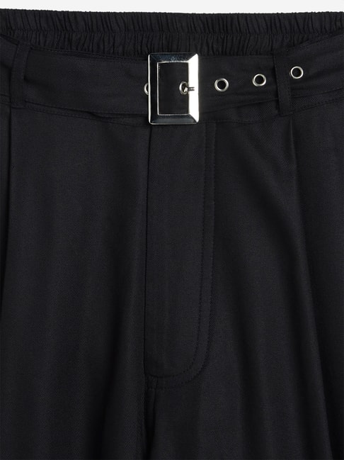 Buy LOV by Westside Black Cargo Style Pants with Belt Online at best ...