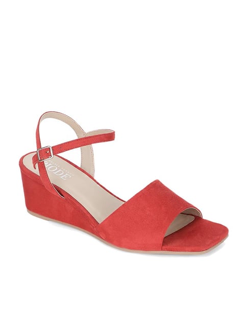 Mode by Red Tape Women's Orange Ankle Strap Wedges