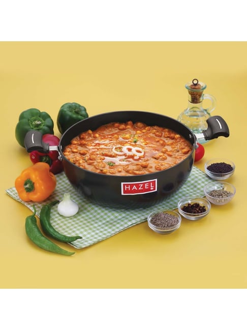 HAZEL Black Hard Anodized Induction Bottom Aluminium 24 cm Kadai (3.5 L) - Set of 1-picture-11