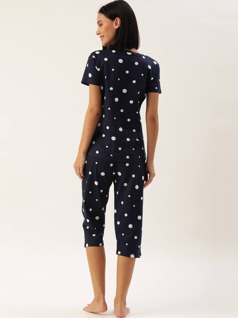 Buy Slumber Jill Navy Cotton Polka Dot Top Capri Set for Women Online @  Tata CLiQ