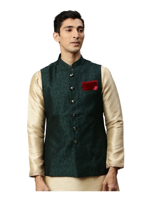 Waistcoat on green on sale kurta