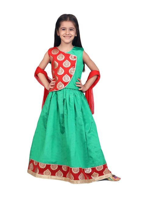 Off white ,orange and green lehenga choli | Kids blouse, Kids blouse  designs, Kids lehenga
