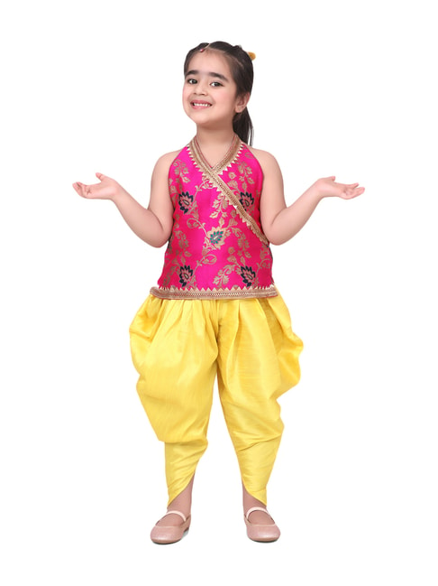 Buy LilPicks Girls Green  White Solid Top With Dhoti Pants  Clothing Set  for Girls 10285643  Myntra