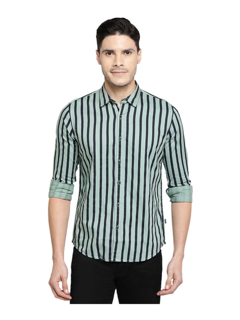 Pepe Jeans Green \u0026 Black Striped Shirt 