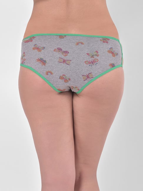 Clovia Grey Printed Hipster Panty