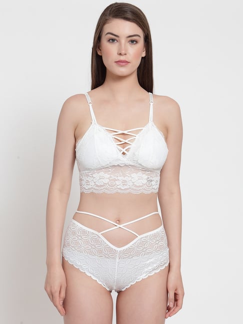 Buy PrettyCat White Lace Bralette & Panty Set for Women Online @ Tata CLiQ