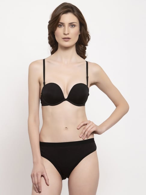 Buy PrettyCat Black Plunge Bra & Panty Set for Women Online @ Tata CLiQ