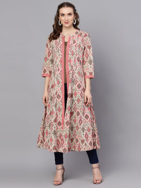 Buy Aks Cream & Pink Cotton Printed Shrug for Women Online @ Tata CLiQ