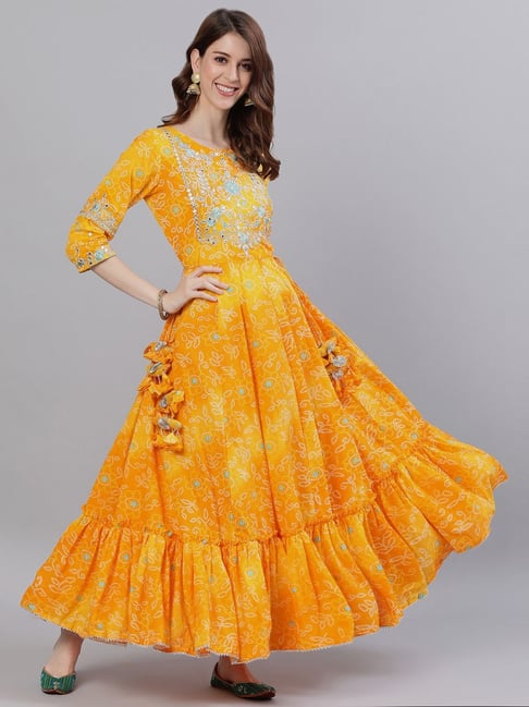 Ishin Yellow Embroidered Anarkali Kurta