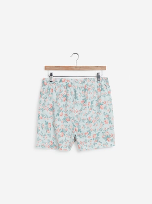 Buy Wunderlove by Westside Light Blue Floral Cotton Shorts Online at Best Prices | Tata CLiQ