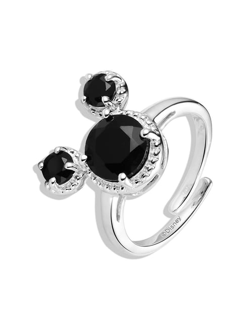 Talisman 92.5 Sterling Silver Disney Mickey Mouse Black Onyx Ring