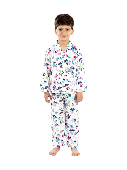 Buy KID1 Kids White Cotton Printed Night Suits for Boys Clothing Online @  Tata CLiQ