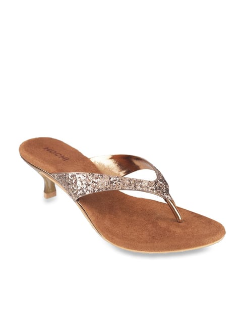 Mochi Women's Antique Gold Thong Sandals-picture-27