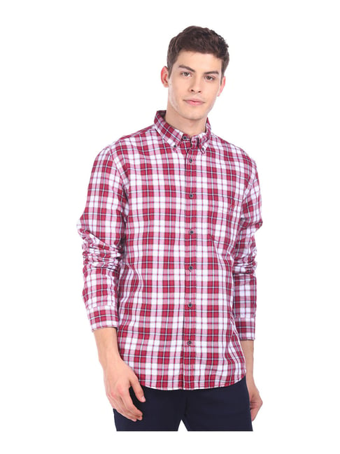 Aeropostale Red Regular Fit Check Cotton Shirt