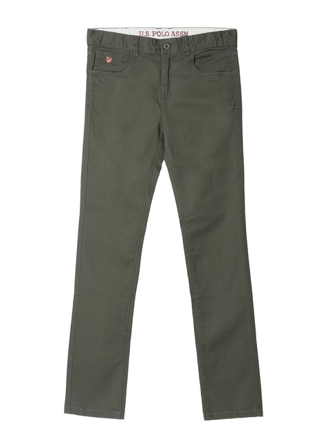 U.S. Polo Assn. Kids Green Solid Trousers