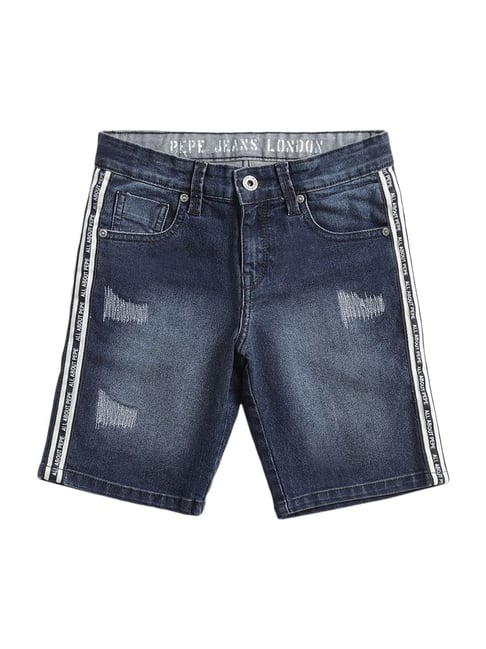 Pepe Jeans Kids Blue Worn Washed Shorts