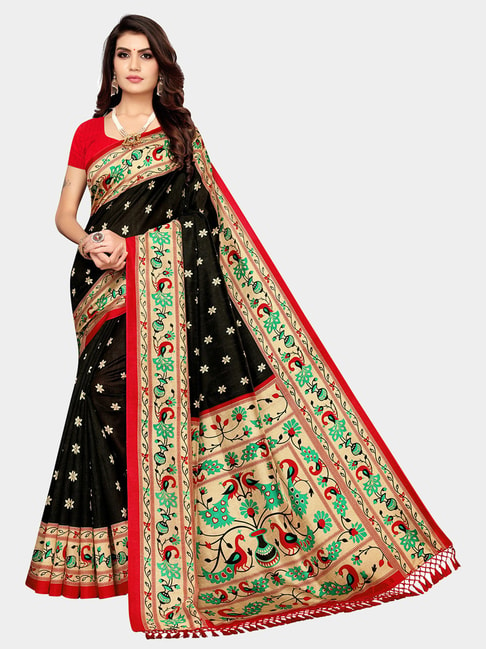 KSUT Multicolor Printed Saree With Blouse Price in India