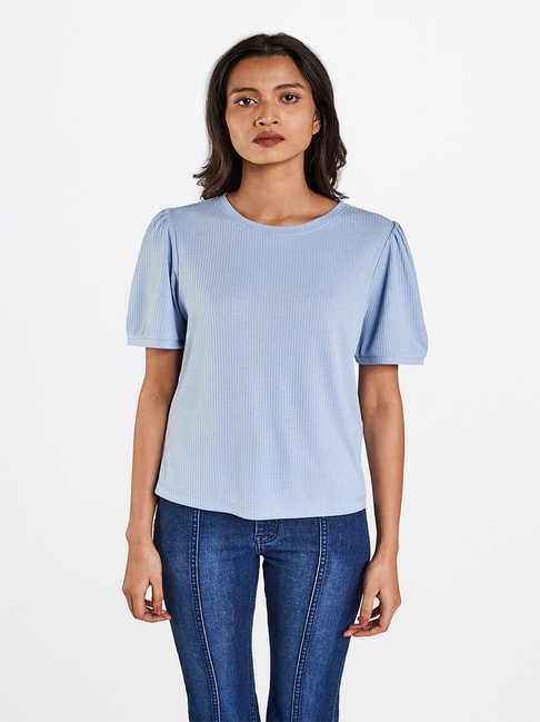 Buy AND Powder Blue Regular Fit Top for Women Online @ Tata CLiQ