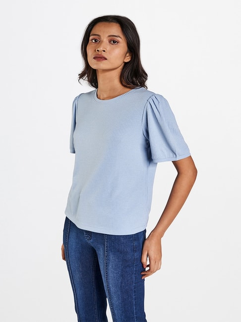 Buy AND Powder Blue Regular Fit Top for Women Online @ Tata CLiQ
