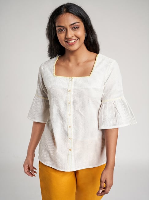 Global Desi White Regular Fit Top Price in India