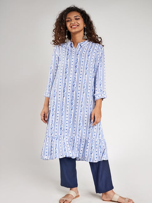 Global Desi Blue Printed Kurta