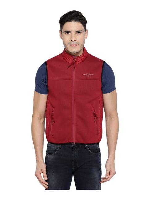 Pepe Jeans Maroon Regular Fit Jacket