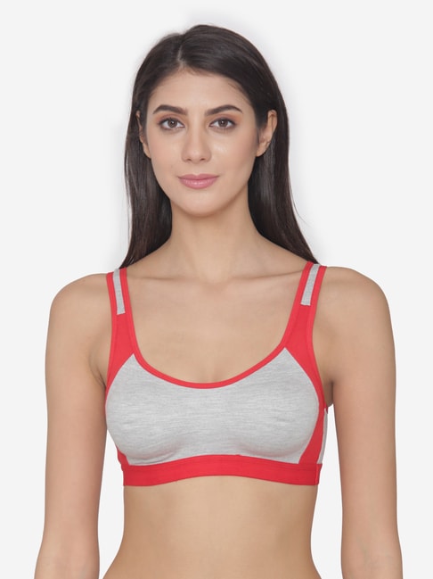 Buy N-Gal Red & Grey Non Wired Padded Sports Bra for Women Online @ Tata  CLiQ