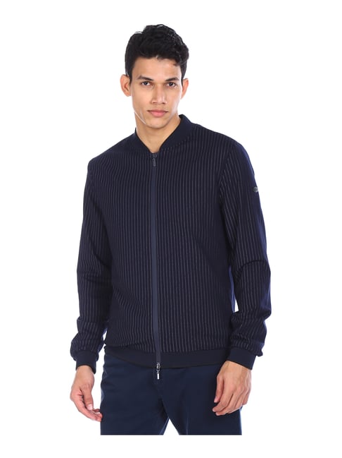 U S Polo Assn U.S. Polo Assn. Navy Striped Mandarin Collar Jacket