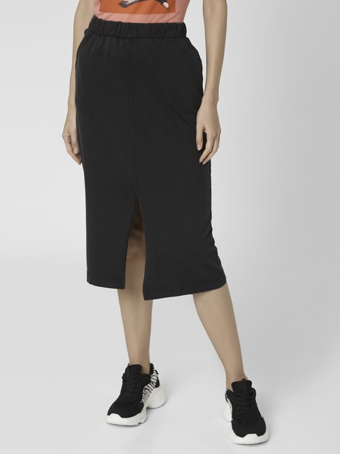 Vero Moda Black Cotton A-Line Skirt Price in India