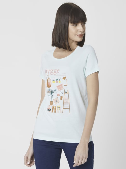 Vero Moda Blue Printed T-Shirt