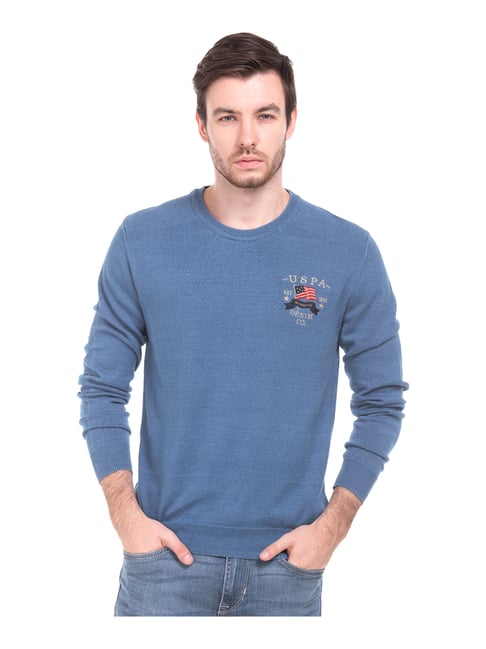 U S Polo Assn U.S. Polo Assn. Blue Round Neck Sweater