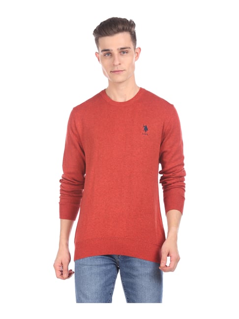 U S Polo Assn U.S. Polo Assn. Orange Round Neck Sweater