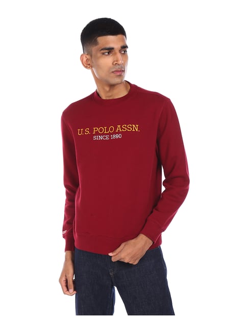 U S Polo Assn U.S. Polo Assn. Maroon Round Neck Sweatshirt