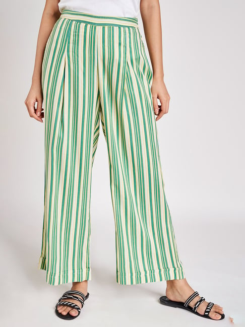 Buy W Green Striped Pants for Womens Online  Tata CLiQ
