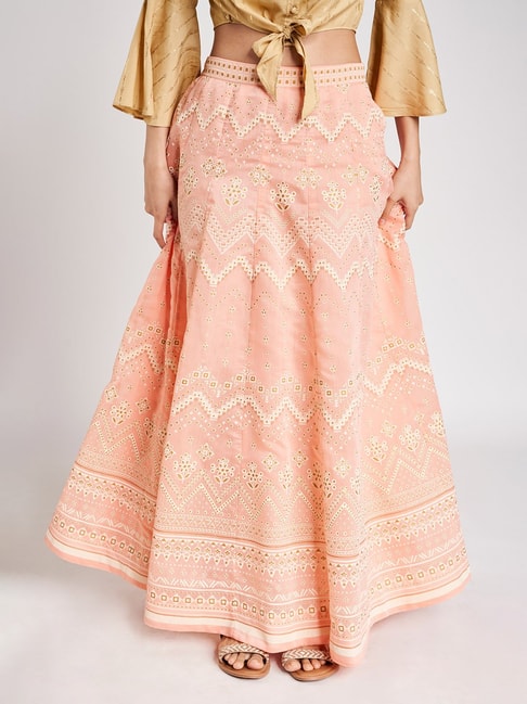 Global Desi Pink Printed Skirt Price in India