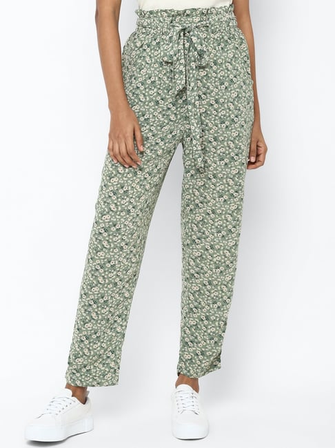 Red Crepe Floral Wide Leg Trouser  Trousers  PrettyLittleThing