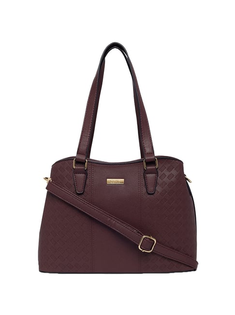 Buy Ceriz Brown Textured Medium Shoulder Handbag For Women At Best