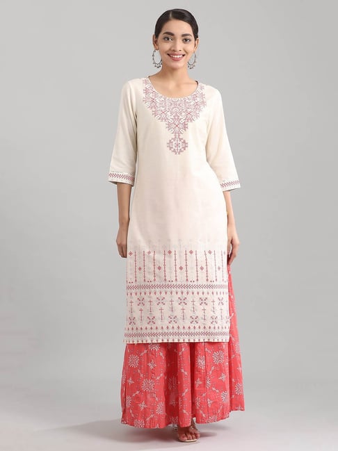 Aurelia Cream Printed Kurta Price in India