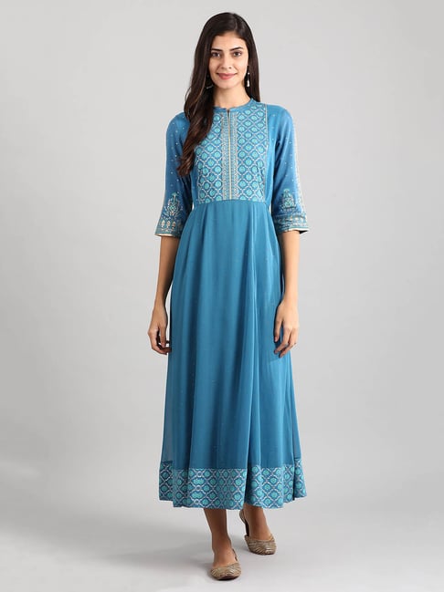 Aurelia Blue Printed Kurta Price in India