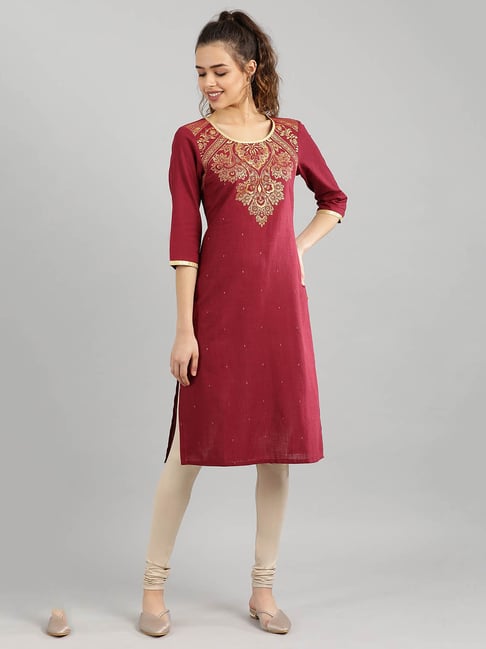 Aurelia Maroon Printed Kurta Price in India