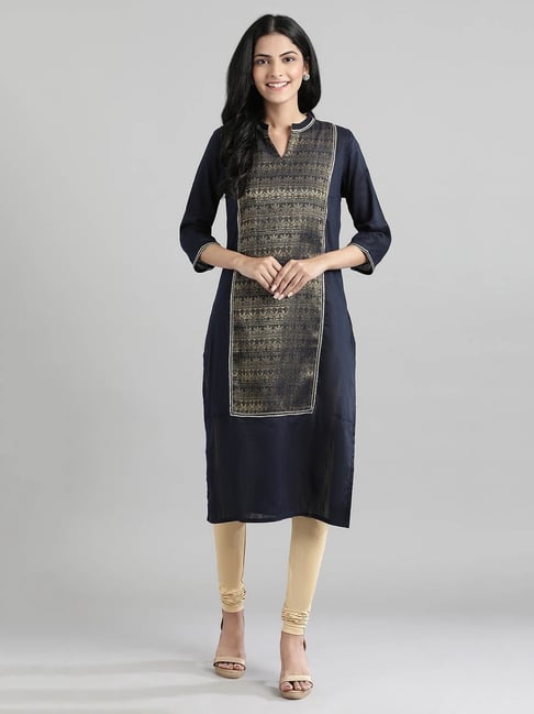 Aurelia Navy Printed Kurta Price in India